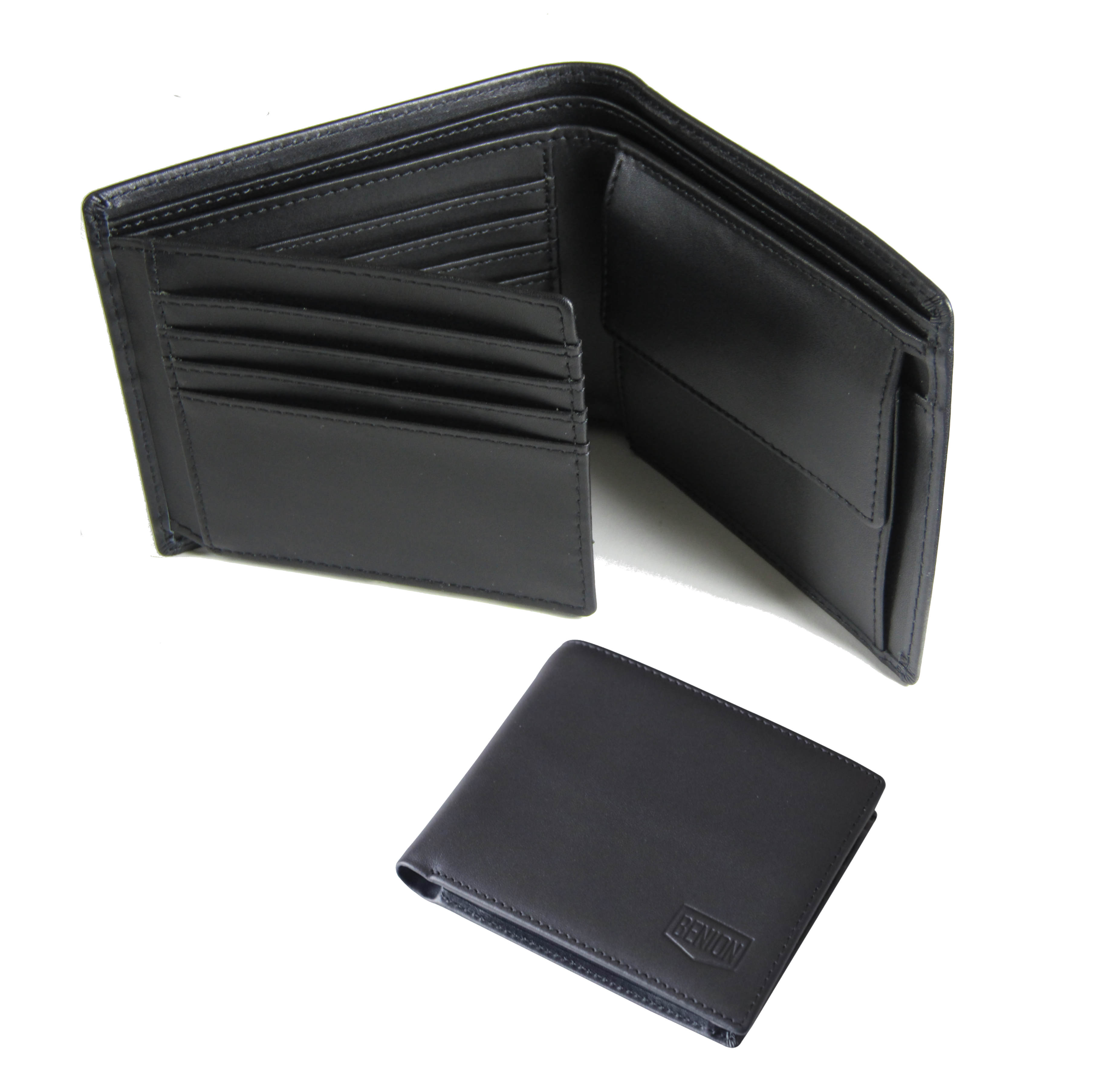 BENION Wallets Mens Slim RFID Blocking Genuine Leather with Coin Pocket, 2 Banknote Compartments, 10 Credit Card Holders (ID Window)